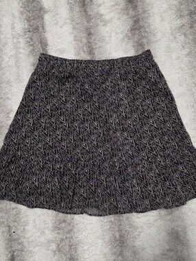 Loft Black and White Heart Print Tiered Valentine's Day Ruffled Hem Skirt Medium